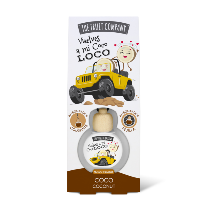 ambientador coche coco thefruitcompany nuevo envase frontal Ambientador Coche Coco TFC