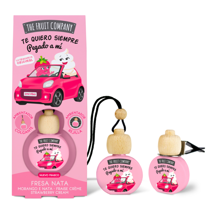 ambientador coche fresa nata thefruitcompany nuevo envase 2usos Ambientador Coche Fresa Nata TFC