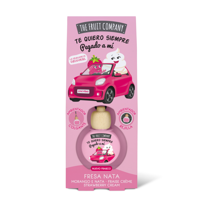 ambientador coche fresa nata thefruitcompany nuevo envase frontal Ambientador Coche Fresa Nata TFC
