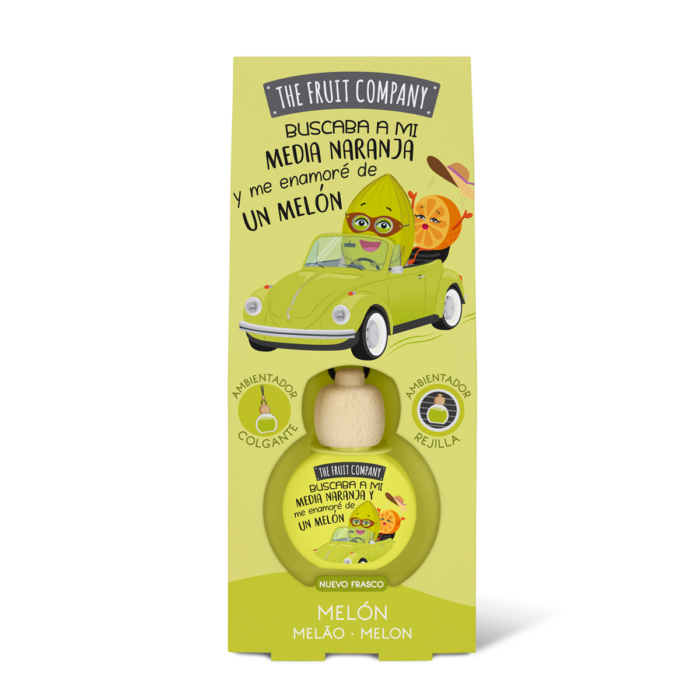 ambientador coche melon thefruitcompany nuevo envase frontal Ambientador Coche Melón TFC