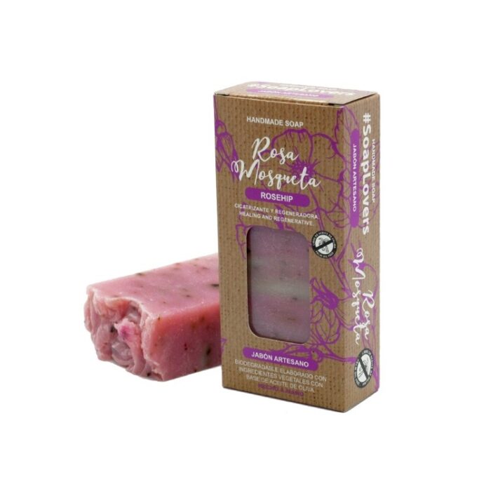 jabon de rosa mosqueta en pastilla PASTILLA DE JABÓN DE ROSA DE MOSQUETA