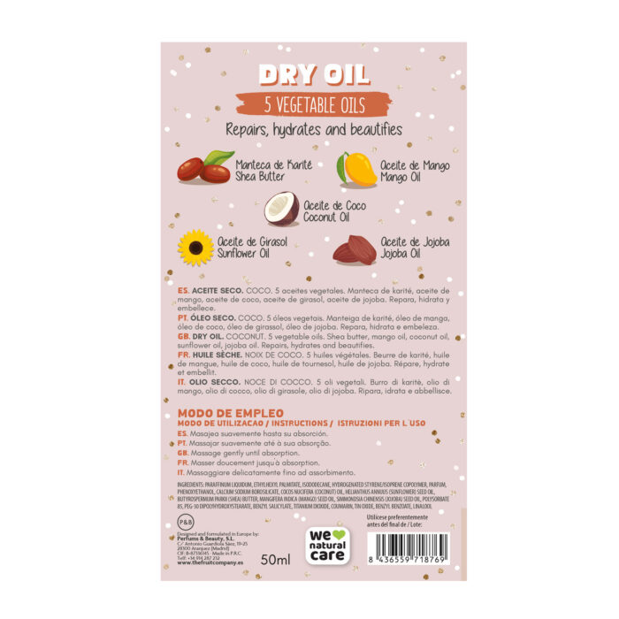 thefruitcompany aceite seco dry oil glitter coco trasera 1 Dry Oil Glitter Coco 50 ml TFC