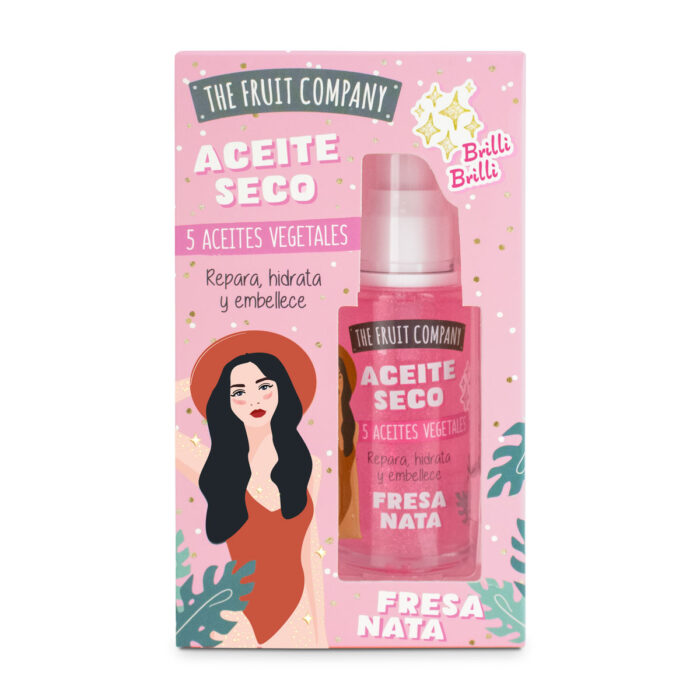 thefruitcompany aceite seco dry oil glitter fresa nata frontal Dry Oil Glitter Fresa Nata 50 ml TFC