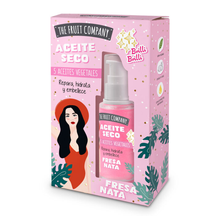 thefruitcompany aceite seco dry oil glitter fresa nata lateral Dry Oil Glitter Fresa Nata 50 ml TFC