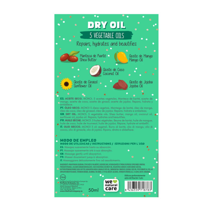 thefruitcompany aceite seco dry oil glitter monoi trasera Dry Oil Glitter Monoi 50 ml TFC