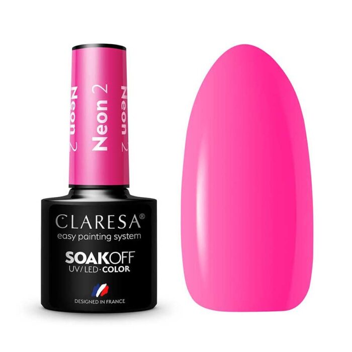 esmalte semipermanente claresa neon 2 neon pink Esmalte semipermanente neón Claresa 02 Pink