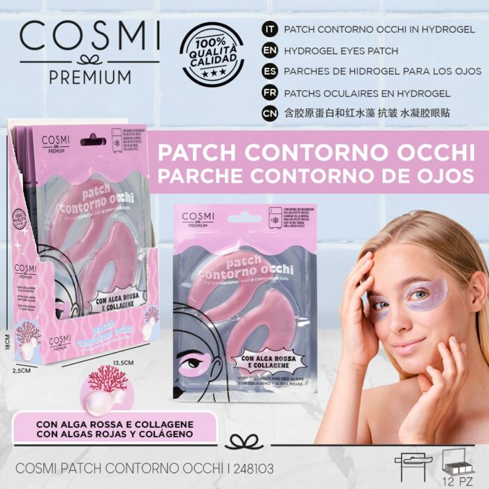 1005672 PARCHES CONTORNO OJOS HYDROGEL ALGAS ROSAS Y COLAGENO - COSMI