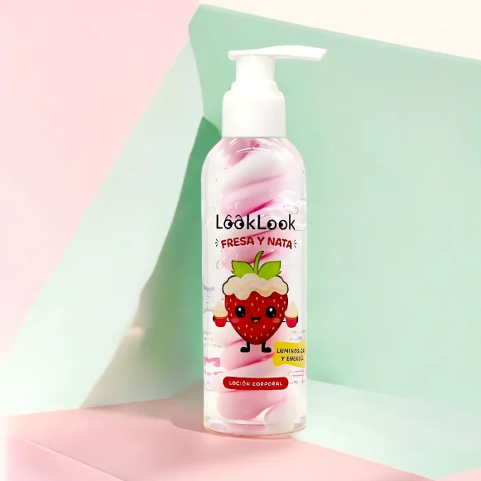 lotion corporelle fraise chantilly look look 1 Loción corporal Bicolor FRESA Y NATA – LOOK LOOK