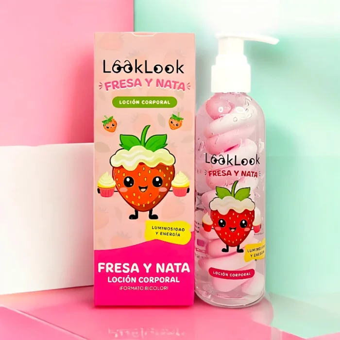 lotion corporelle fraise chantilly look look 2 1 Loción corporal Bicolor FRESA Y NATA – LOOK LOOK