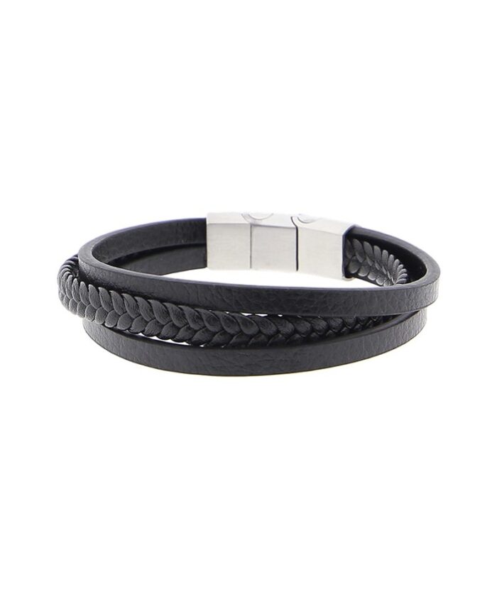 pulsera de piel triple negra super papa noa by lovely story PULSERA DE PIEL TRIPLE NEGRA - SÚPER PAPÁ - NOA BY LOVELY STORY