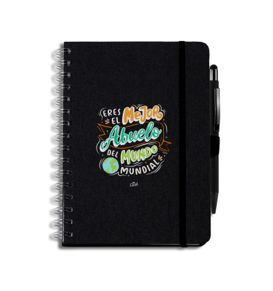 libreta-negra-con-boligrafo-eres-el-mejor-abuelo-del-mundo-mundial Libreta negra con bolígrafo - Eres el mejor abuelo del mundo mundial - Imagen 1