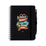Libreta negra con bolígrafo - Hasta el infinito y más allá te quiero papa