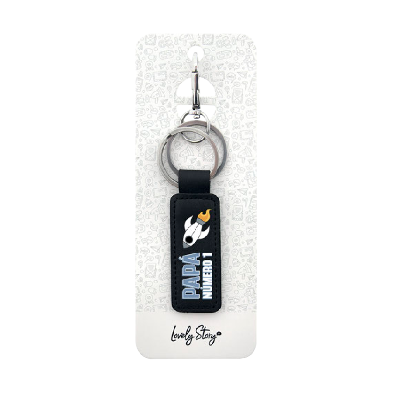 llavero-de-piel-negro-keyring-negro-papa-numero-1 LLAVERO DE PIEL NEGRO - PAPÁ NÚMERO 1 - Imagen 1