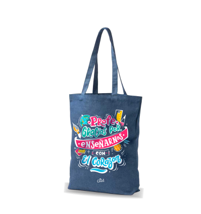 bolsa-tote-bag-vaquera-profe-gracias-por-ensenarnos-con-el-corazon Bolsa Tote Bag Vaquera – Profe gracias por enseñarnos con el corazón - Imagen 1