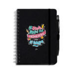 Libreta negra con bolígrafo - Profe gracias por enseñarnos con el corazón