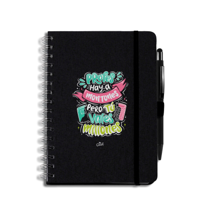 libreta-negra-con-boligrafo-profes-hay-a-montones-pero-tu-vales-millones Libreta negra con bolígrafo - Profes hay a montones pero tú vales millones - Imagen 1